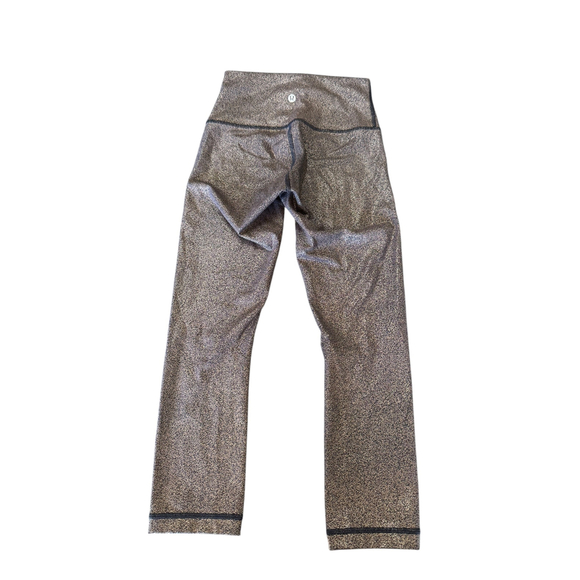 Lululemon Wunder Under 21in Crop Leggings Black Copper Metallic Women's size 2 - Picture 3 of 6